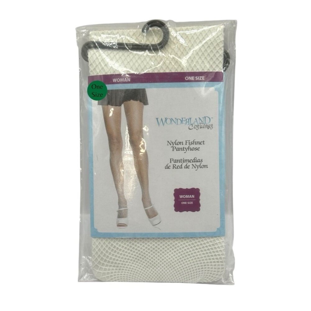 Wonderland Costumes Womens Nylon Fishnet Pantyhose White One Size New